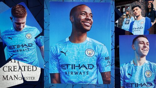 Primera equipación del Manchester City para la temporada 20/21.