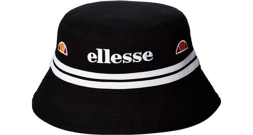 Gorro Ellesse negro con dos rayas y logo.